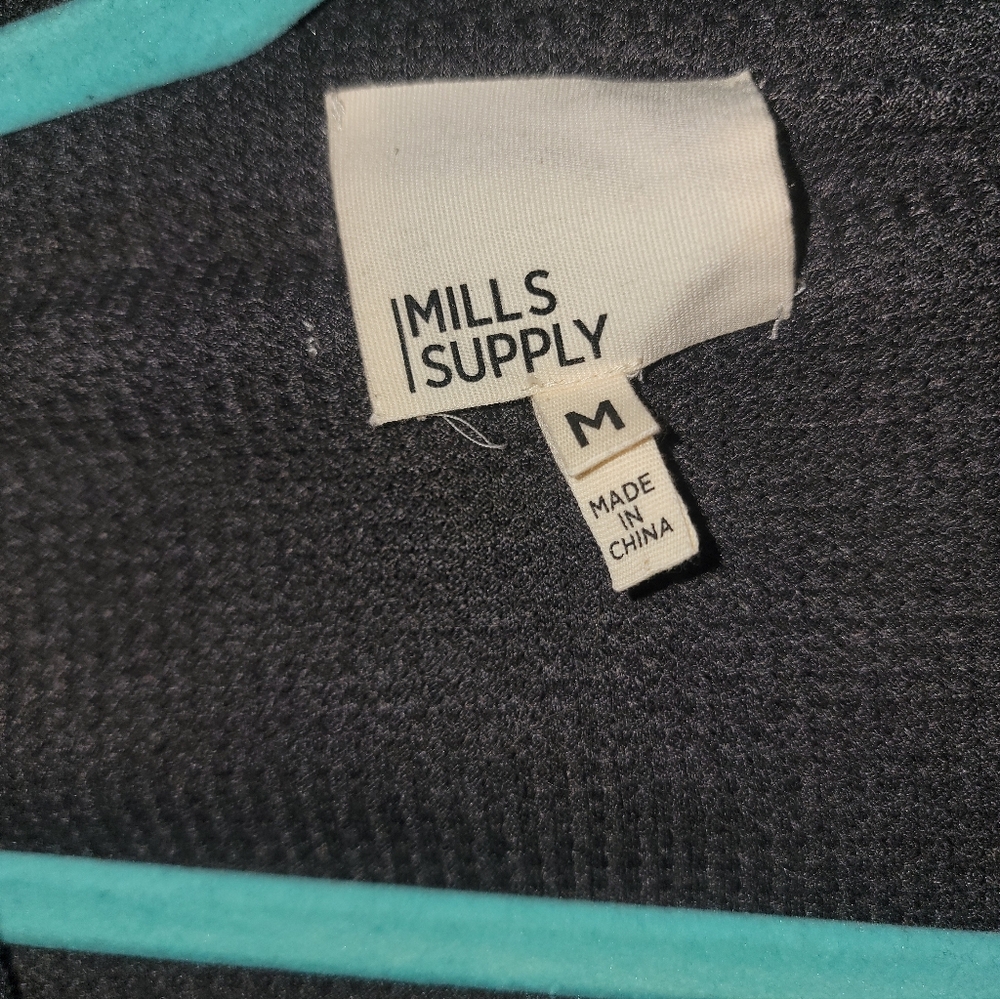 Mens Sz M Mills Supply Splendid Zip Up Thermal Navy Gray Hooded Sweater Jacket - Picture 7 of 7